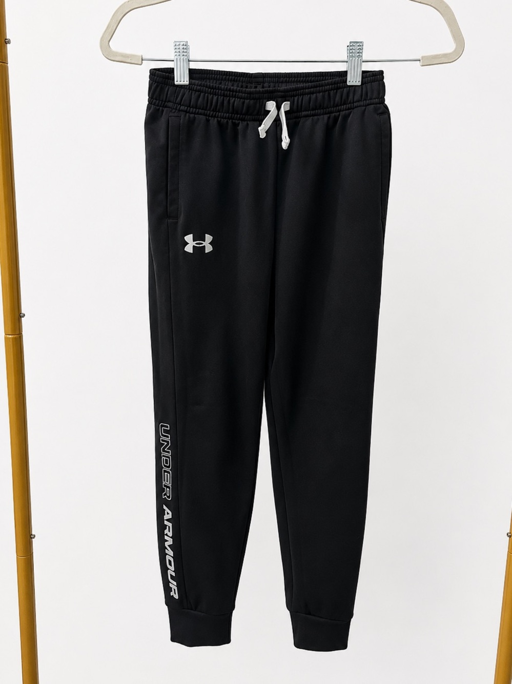 Under Armour Black Kids' Jogger Sweatpants with White Logo